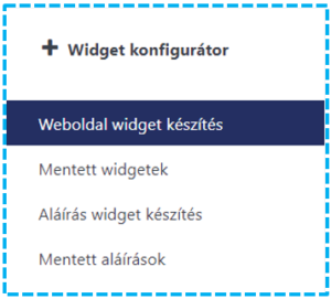 widget elkészítésének menüpontja